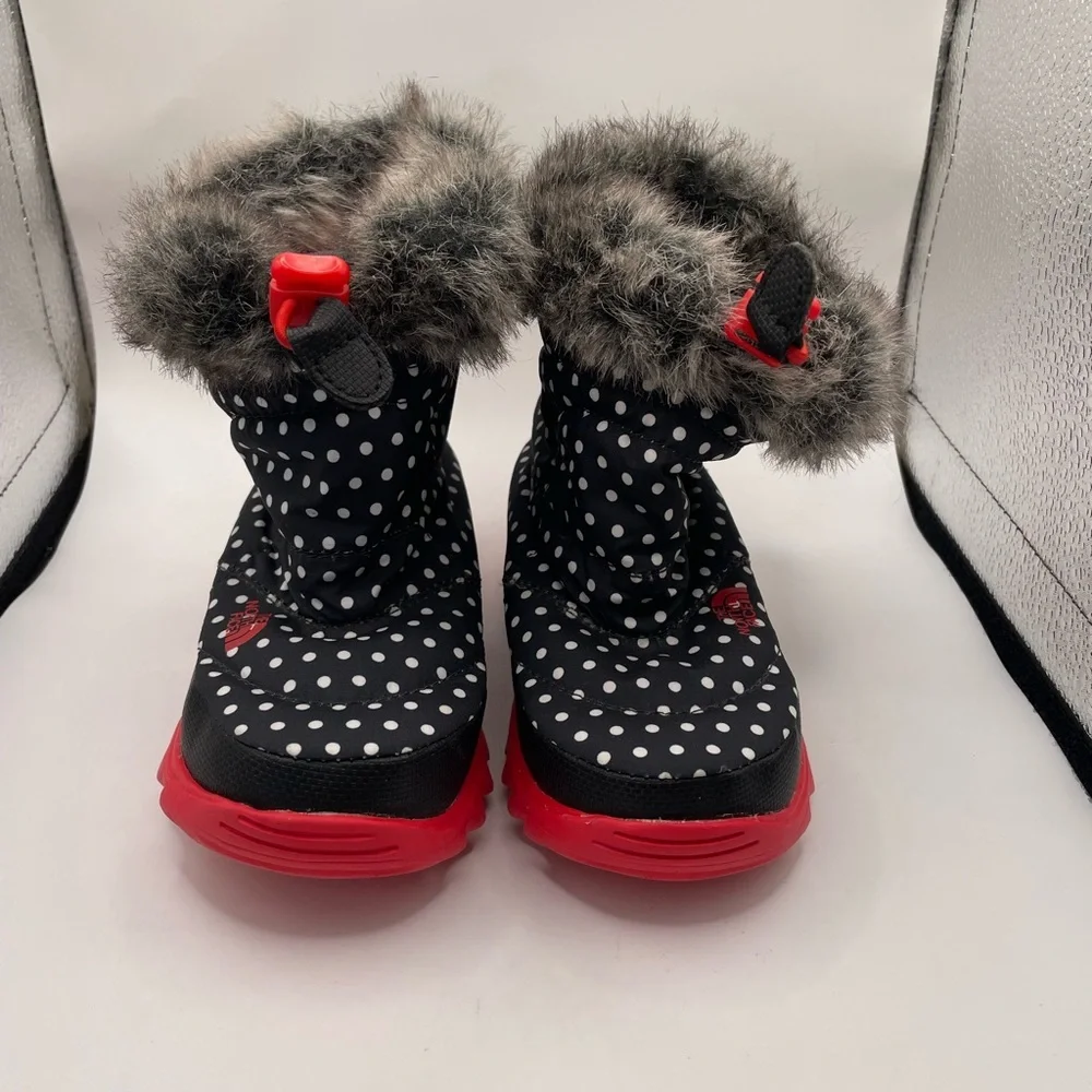 The North Face Nuptse polka dot girls 200 gram boots size 8